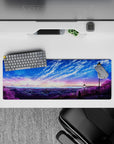 32x12 inches mouse pad with a twilight cityscape and starry sky, blending urban energy with peaceful reflection for your desk.