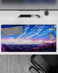 32x16 inches mouse pad showcasing a twilight cityscape with a starry sky, perfect for blending urban energy with peaceful reflection.