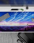 40x20 inches mouse pad with a twilight cityscape beneath a radiant, starry sky, blending urban energy with peaceful reflection.
