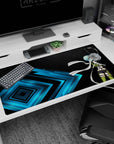 Anime mouse pad featuring Sinon from Sword Art Online, 40x20 inches, in electric blues with a striking black and cyan design.