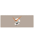 Minimal Unicorn Gundam head anime mouse pad, clean layout, 32x12 inches.