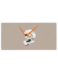 Minimal Unicorn Gundam head anime mouse pad, clean layout for desk setup, 32x16 inches.