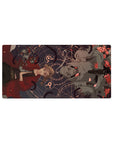 32x16 inches anime mouse pad with red-coated blonde, armored red-eye helm, roses, and alchemy sigils.