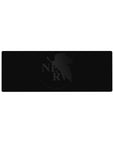 NERV logo 32x12 mouse pad with a sleek black-on-black design, perfect for a minimalist and bold workspace inspired by Evangelion