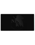 NERV logo 32x16 mouse pad with a black-on-black design, perfect for creating a sleek, minimalist workspace inspired by Neon Genesis Evangelion