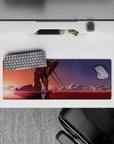 32x12 inches mouse pad featuring Eva Unit-02, glowing sunset, and crimson sea for a reflective, emotional tribute to Evangelion.