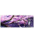 32x12 inches anime girl mouse pad with blue yukata, red shrine gate, sakura petals, and night sky art.