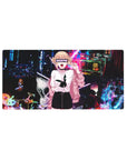 Anime girl mouse pad 32x16 inches with neon city streetwear design, SENPAI text, and bunny tee.