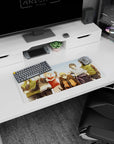 Naruto Uzumaki with Team 7 under a clear blue sky anime mouse pad 28x12 inches, nostalgic group shot.