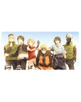 Naruto Team 7 group desk mat mouse pad 32x16 inches with Kakashi, Iruka, Sai under blue sky.