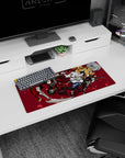 28x12 inches anime girl mouse pad featuring scythe girl in black-red frills with three fighters diving in.