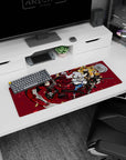 32x12 inches anime girl mouse pad showing scythe wielder and blue-white fighter mid-strike with casings.