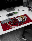 36x16 inches anime girl mouse pad featuring frill-dress scythe wielder leading three fighters in motion.