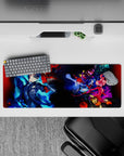 Anime mouse pad 32x12 inches featuring Persona 5 Royal's Joker with blue flames, Arsène, and Phantom Thieves in action.