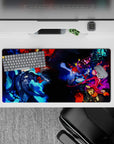 Anime mouse pad 32x16 inches featuring Persona 5 Royal. Joker with blue flames, Arsène, and Phantom Thieves in action.