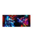 Anime mouse pad 28x12 inches featuring Persona 5 Royal's Joker with blue flames, Arsène, and Phantom Thieves in dynamic action.