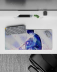 28x12 inches anime mouse pad in lavender and pink spring tones, calm airy background, tender mood.