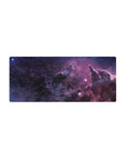 Midnight nebula starfield desk mouse pad, 28x12 inches, with deep space clouds and subtle depth.