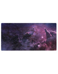 Midnight nebula starfield desk mouse pad, extended 32x16 inches.
