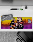 Chaotic Halloween-themed 32x12 mouse pad with Jujutsu Kaisen characters for spooky season enthusiasts