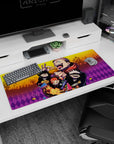 Yuji Gojo Megumi Nobara in costume on 36x16 Jujutsu Kaisen desk pad for spooky anime-inspired style