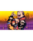 Jujutsu Kaisen desk pad 40x20 featuring Yuji Gojo Megumi Nobara in Halloween costumes for festive vibes