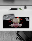 28x12 inches mouse pad with Himiko Toga, showcasing her villainous nature with a dark, blood-red backdrop.