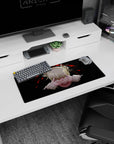 My Hero Academia mouse pad, 28x12 inches, featuring Himiko Toga and her chaotic presence with intense yellow eyes.