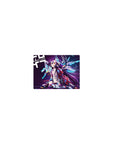 Classic anime girl mouse pad 14x10 inches with cyber neon headset rings and shattered wing blades.