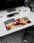 28x12 inches anime girl mouse pad featuring honey-blonde schoolgirl shifting from shy smile to flustered gasp.