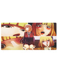 32x16 inches anime girl mouse pad with burgundy blazer schoolgirl and manga-style close-up panels.