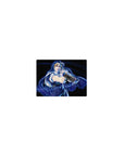 Classic anime girl mouse pad 14x10 inches with blonde heroine in cloak and swirling blue background art.