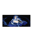 28x12 inches anime girl mouse pad with blonde heroine in cloak and midnight action swirl design.