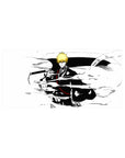 Mouse pad featuring Ichigo Kurosaki, 32x16 inches, in black-and-white manga style with raw energy and powerful lines.