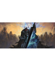 Berserk desk pad featuring Guts in his Berserker Armor with ethereal spirits, 36x16 inches, perfect for fans of dark fantasy and dramatic anime battles.