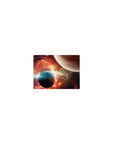 Cosmic nebula and two-planet horizon classic mouse pad, 14x10 inches.
