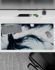 32x16 inches mouse pad featuring a spectral figure under moonlight with red embers piercing the mist for an ethereal, Bleach-inspired look.