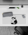 28x12 inches monochrome anime mouse pad, crisp ink lines and sharp shadows for a playful ninja vibe.