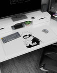 36x16 inches Naruto Uzumaki desk pad, grinning with peace sign and tongue out, Leaf headband detail.