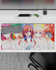 32x16 inches anime girl mouse pad in bright rainbow confetti colors, playful romantic vibe, blue-eyed brides.