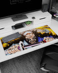 Golden energy artwork on 36x16 mouse pad captures Trafalgar Law's essence with vivid and dynamic art