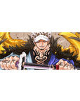 Trafalgar Law mouse pad 36x16 with glowing tattoos and vibrant energy for immersive anime decor