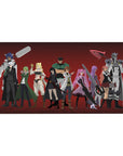 Akame ga Kill! Assassin’s Edge Mouse Pad 40x20 featuring a bold red-black gradient and iconic assassin silhouettes for an intense anime vibe