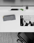 Small-sized 14x10 mouse pad with intricate Gojo Satoru black and white design for fans of the series