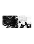 Streamlined Jujutsu Kaisen mouse pad 28x12 featuring Gojo Satoru's bold pose and cosmic details for fans