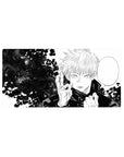 Jujutsu Kaisen mouse pad 32x16 showcasing Gojo Satoru's determined pose with intricate black and white design