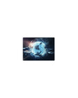 Space sci-fi classic mouse pad 14x10 inches with hex panels, starry void, blue gateway and tiny ships.