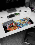 32x12 inches anime mouse pad showing Mega Man aiming arm cannon as ships and comic motion lines burst.