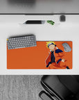 28x12 inches anime mouse pad in bright orange sunset tones, calm vibe, smooth tracking surface.