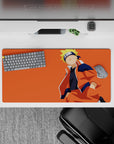 Bright orange sunset vibe anime mouse pad, cheerful calm desk aesthetic, 32x16 inches.